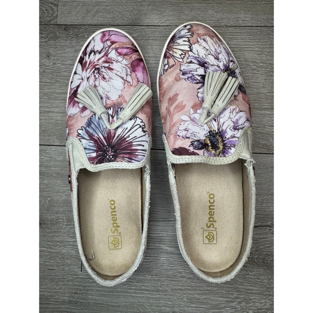 Spenco Floral Slip On Mule Sneakers Tassel Comfort Shoes Women Size 9 - Picture 4 of 5
